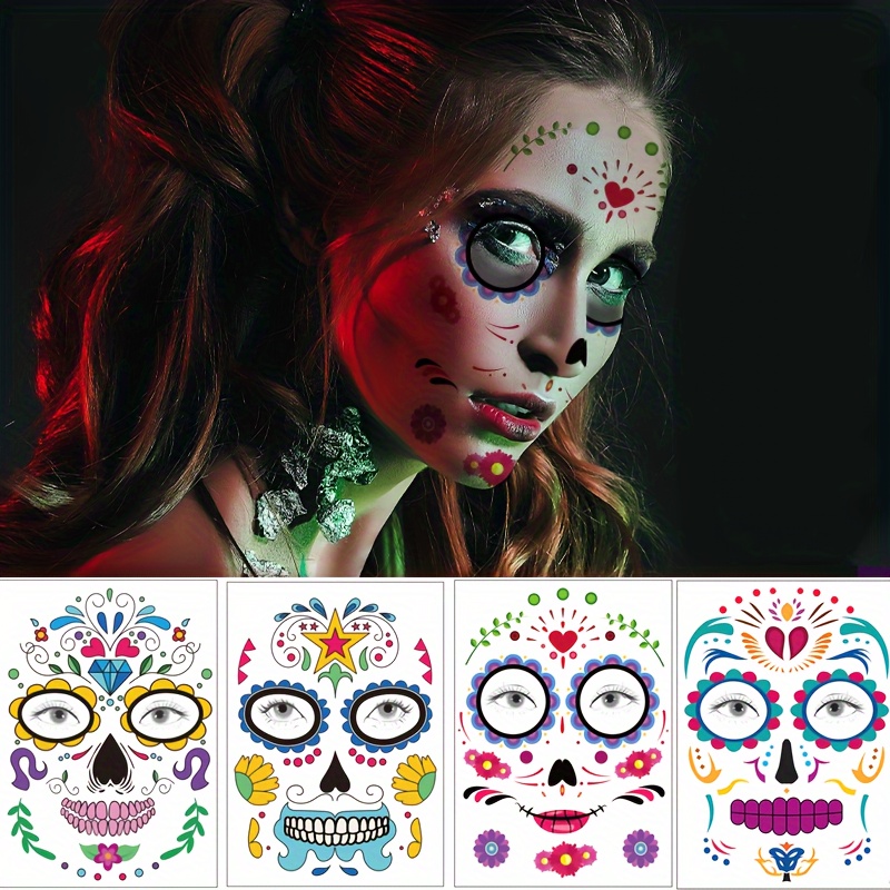 Pegatinas Cara Halloween Tatuajes Temporales Frente Ojos - Temu Chile