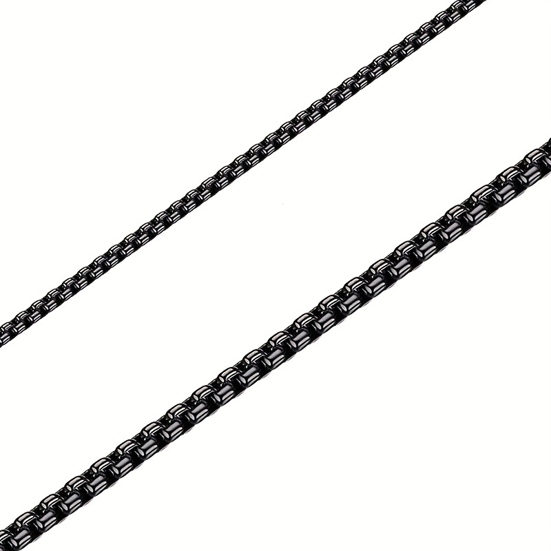 1pc Stainless Steel Black Flat Byzantine Chain Link Necklace for Men and Women, Available in 6mm, 8mm and 10mm Width and 18-28 Inches Length,Temu