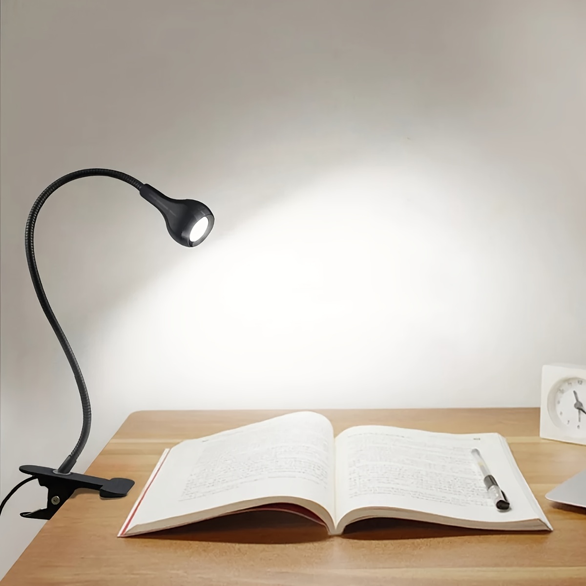 Clip On Book Light Battery Powered Flexible Hose Table Lamp - Temu