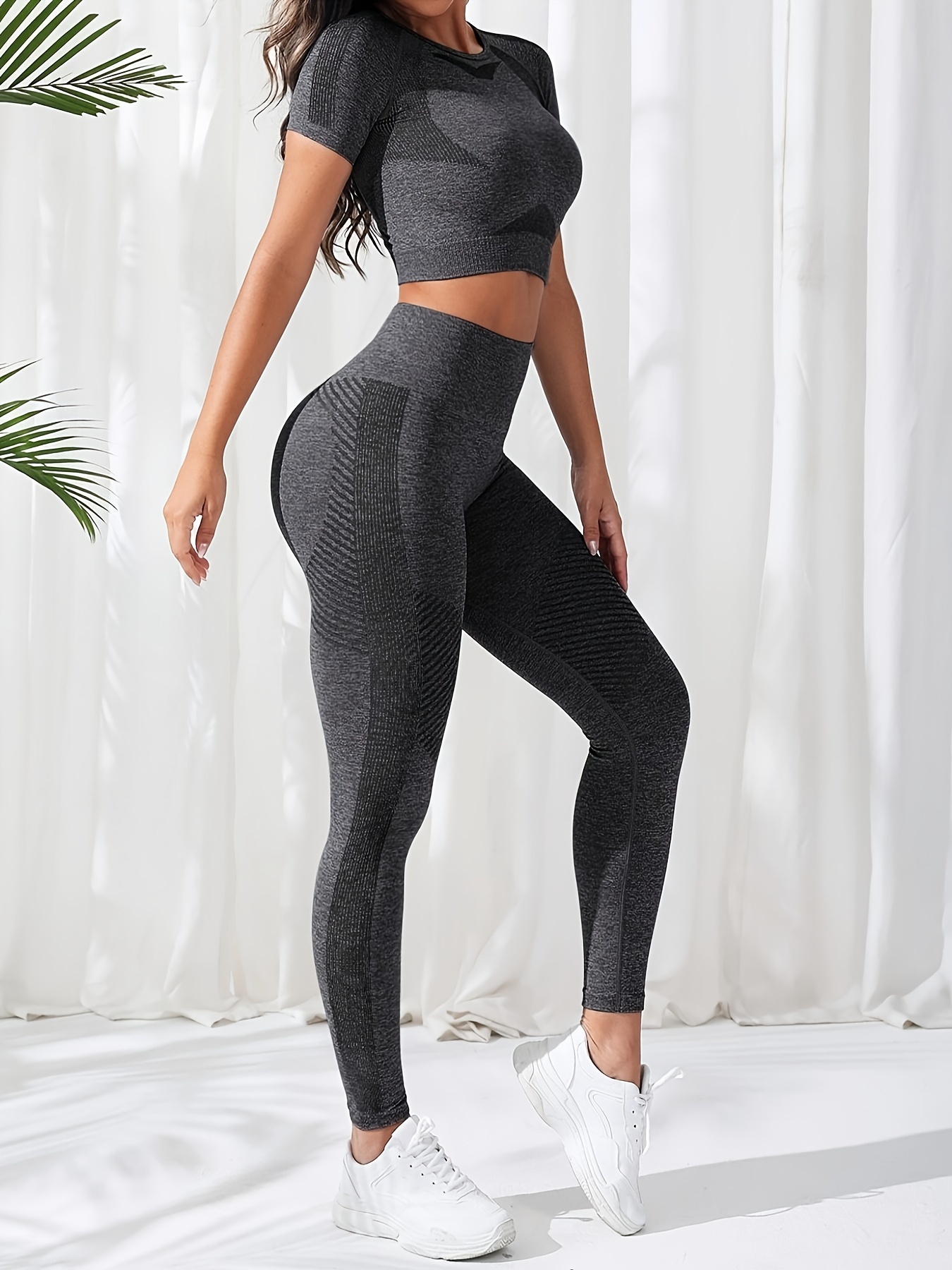 Seamless High Waisted Yoga Workout Clothes Set With Tummy Control
