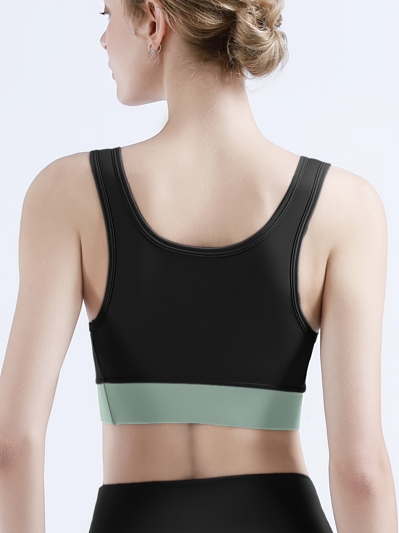 Women's Wide Straps Contrast Color Tank Sports Bra - Temu Canada