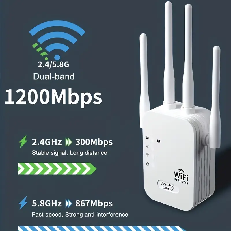 Wifi Extender 1200mbps Wireless Internet Wifi - Temu
