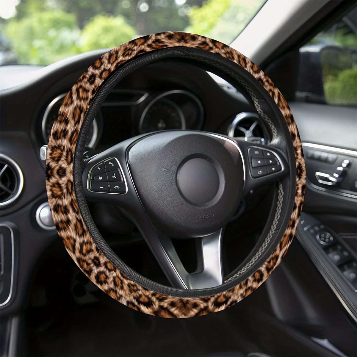 Auto-Innenausstattung Leopardenmuster Auto Lenkradabdeckung  Autoinnenausstattung Für Frauen