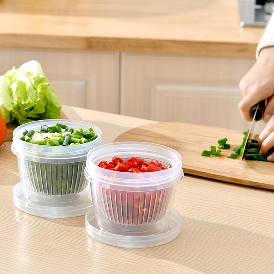 Food Drain Box, Thickened Transparent Double-layer Fresh-keeping