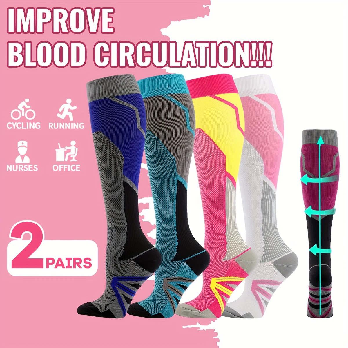 Knee High Copper Sports Compression Socks For Women Pregnancy