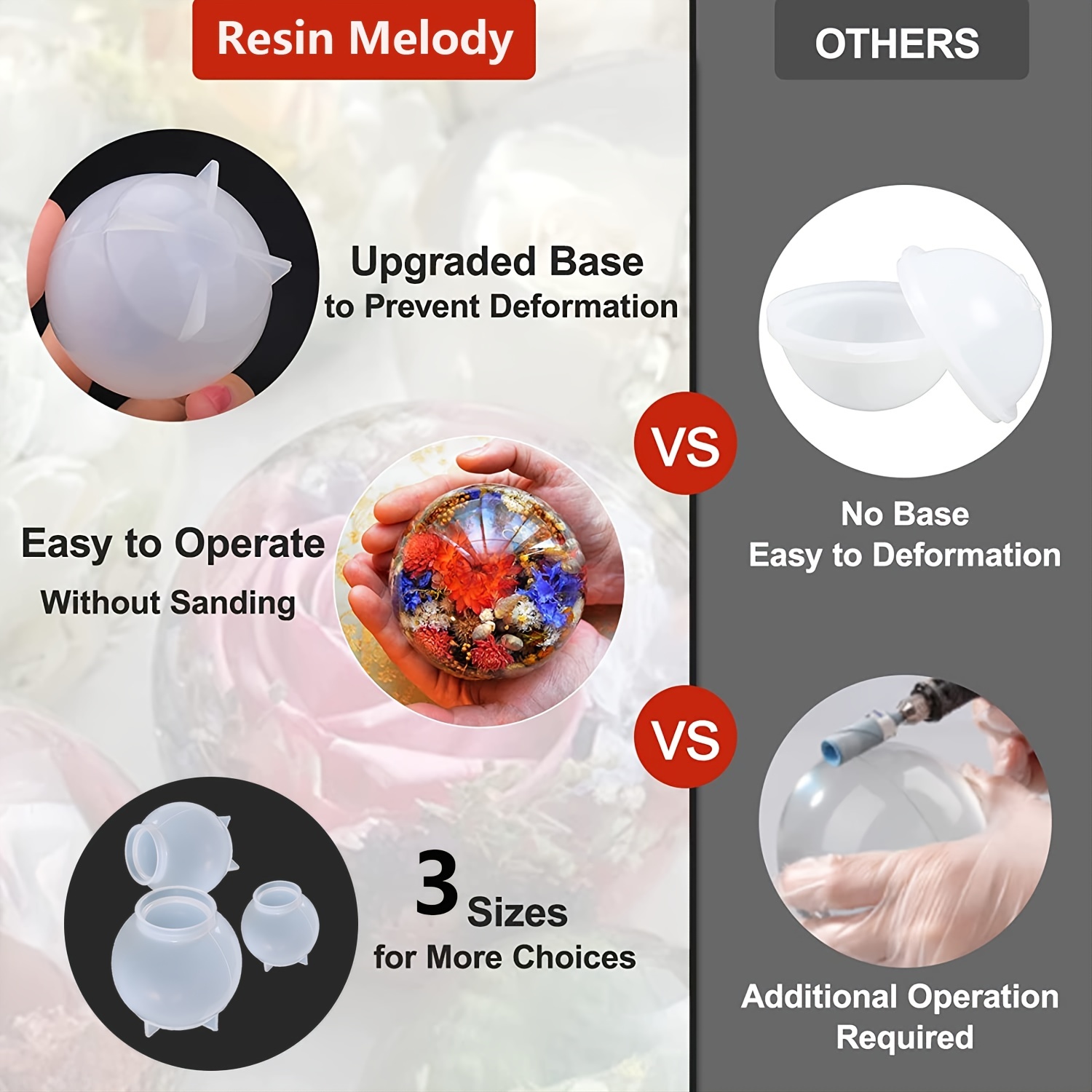 Round Ball Silicone Resin Mold Upgraded Seamless 3d Ball - Temu