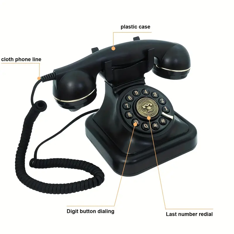 Téléphone Filaire Pour La Maison, Téléphone Rétro Noir, Ensemble De  Téléphone Ancien Vintage, Téléphones De Bureau Antiques Pour La Décoration  De L'éc