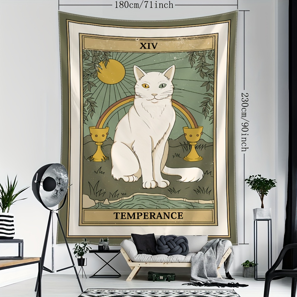 Cartoon Cat Tarot Card Tapestry Wall Hanging Kawaii - Temu