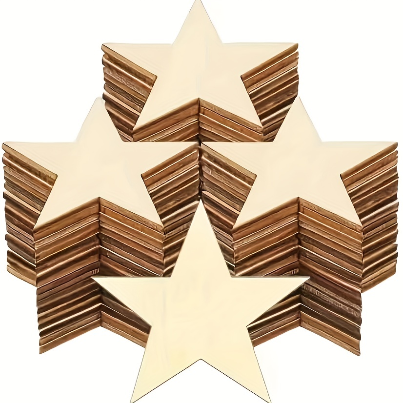 20pcs Unfinished Wood Slices for DIY Crafts Star Moon Shape for DIY  Supplies, Craft, Decoration, Laser