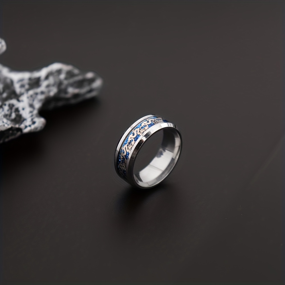Vintage Dragon Pattern Stainless Steel Ring for Men