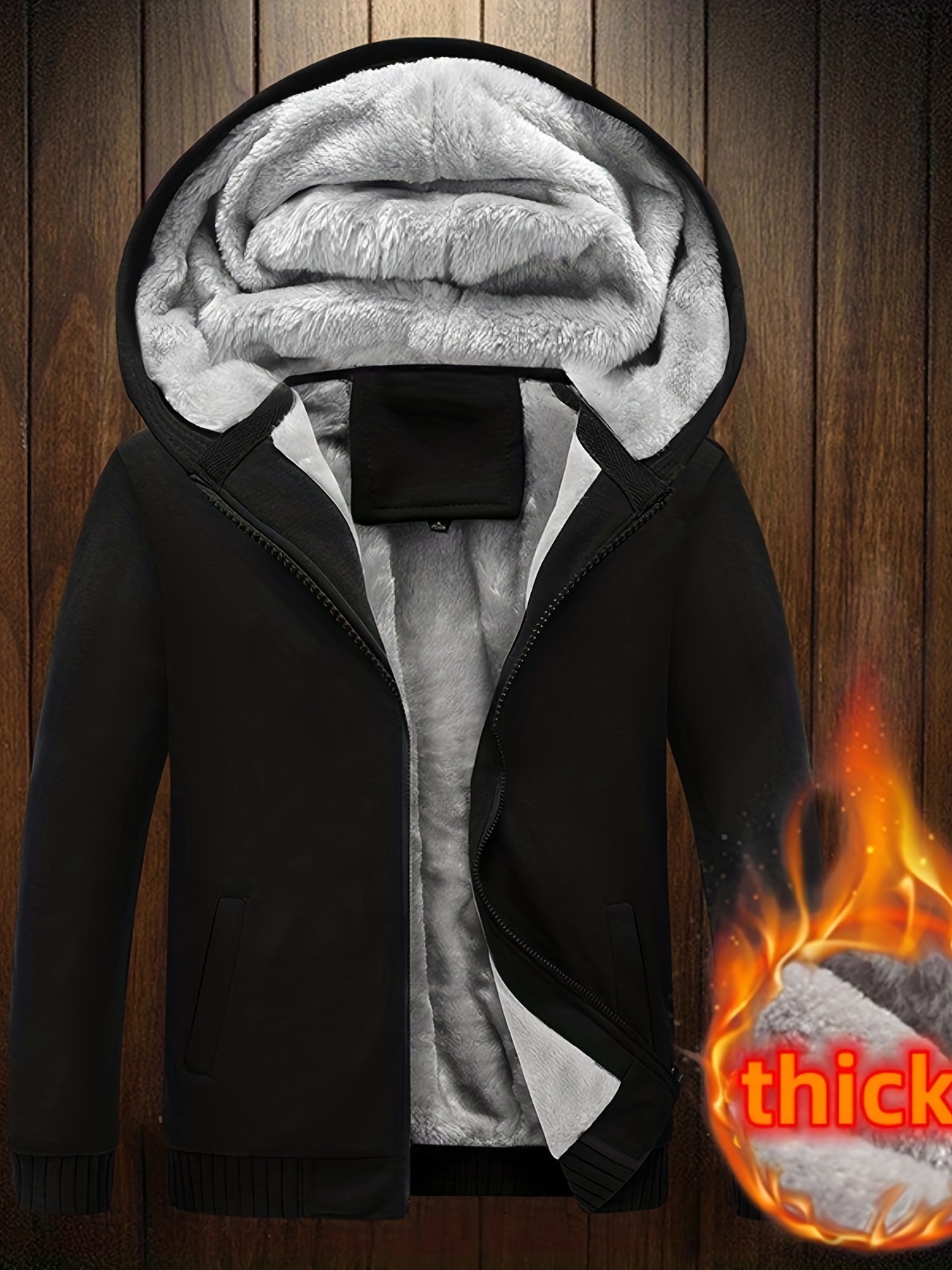 Warm Cozy Men's Fleece Hooded Jacket Perfect Winter - Temu