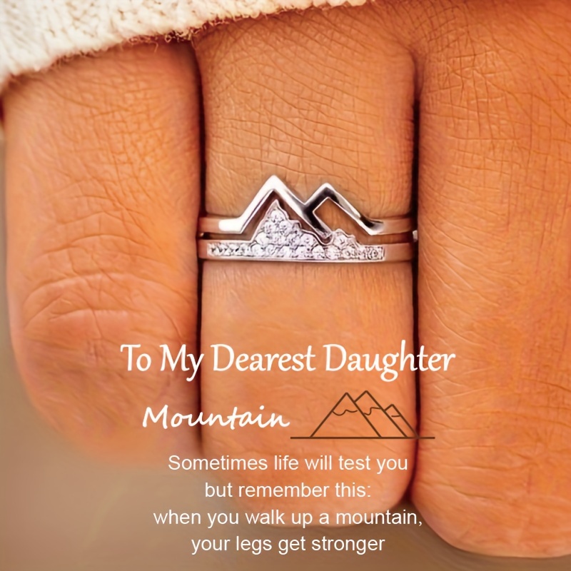 Mountain Themed Zirconia Ring, Versatile Gift for Daughters, Mothers, Friends