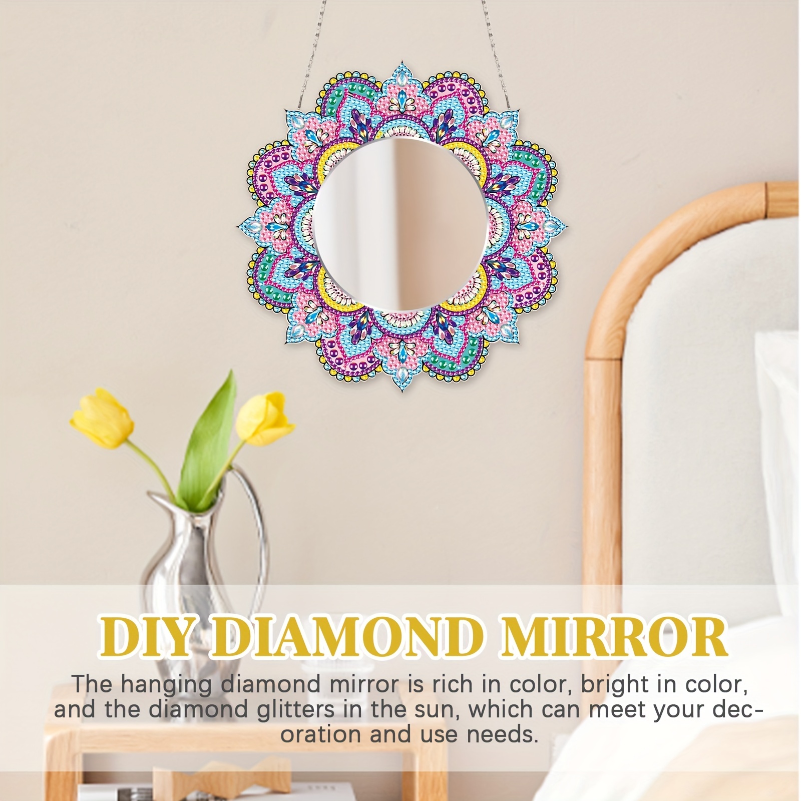 5d Diamond Paint Mirror Diy Diamond Dot Paint Art Makeup - Temu