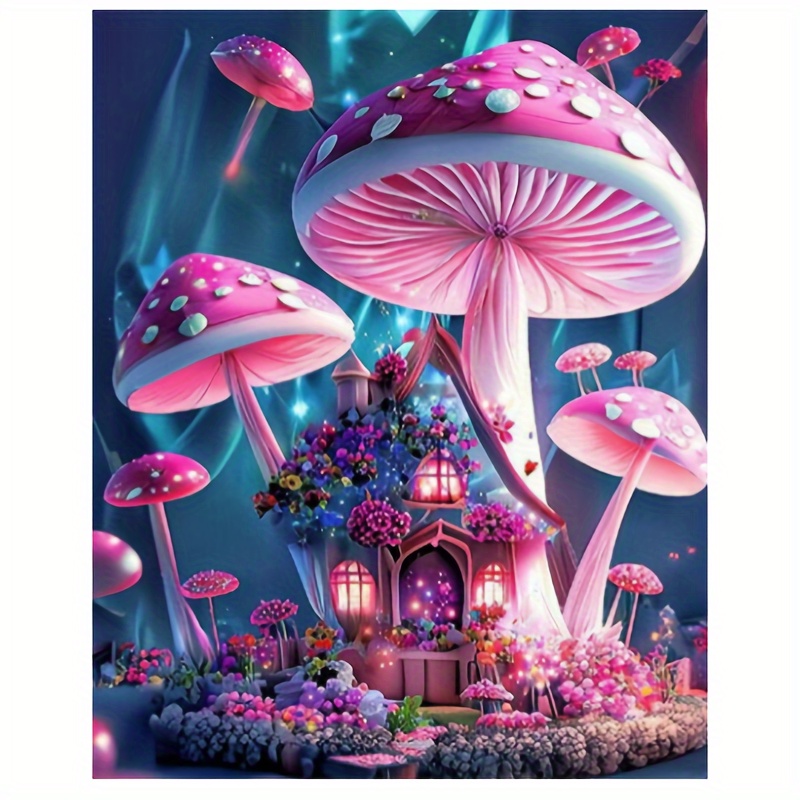 1pc Diamond Painting Kit, DIY Diamond Painting Dream Mushroom House, 5D  Full Diamond Mosaic Artwork Home Decoration Painting, Round Diamond, It  Takes