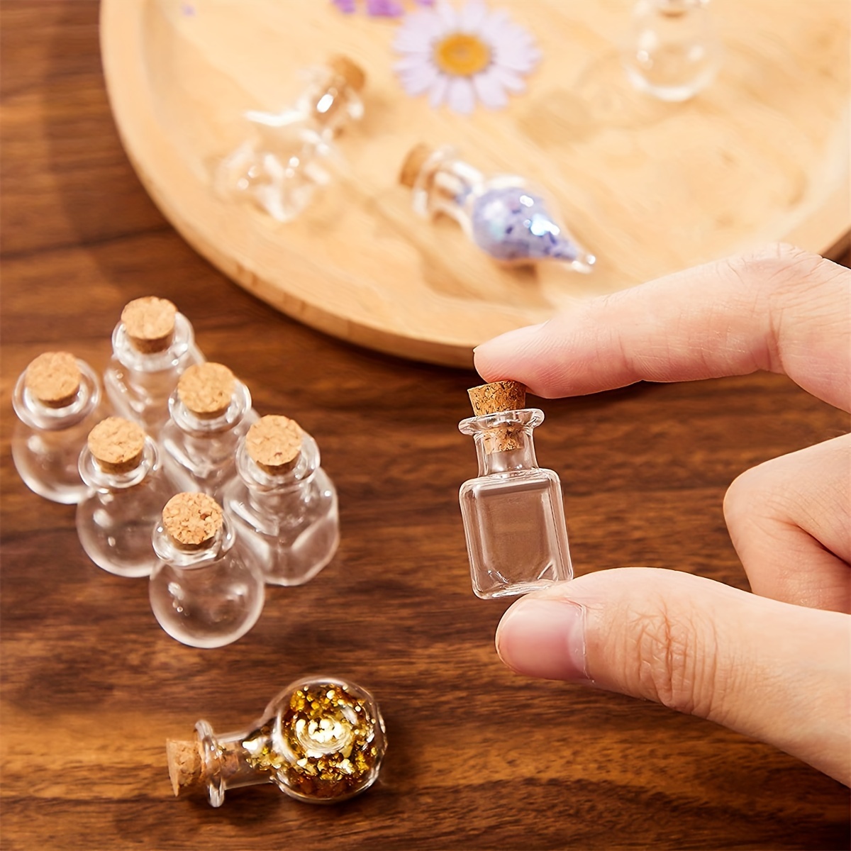 Decorative Glass Bottles with Cork Stoppers Round Glass Bottles Clear  Potion Bottles Glass Vase Bottles for Props DIY Decor - AliExpress