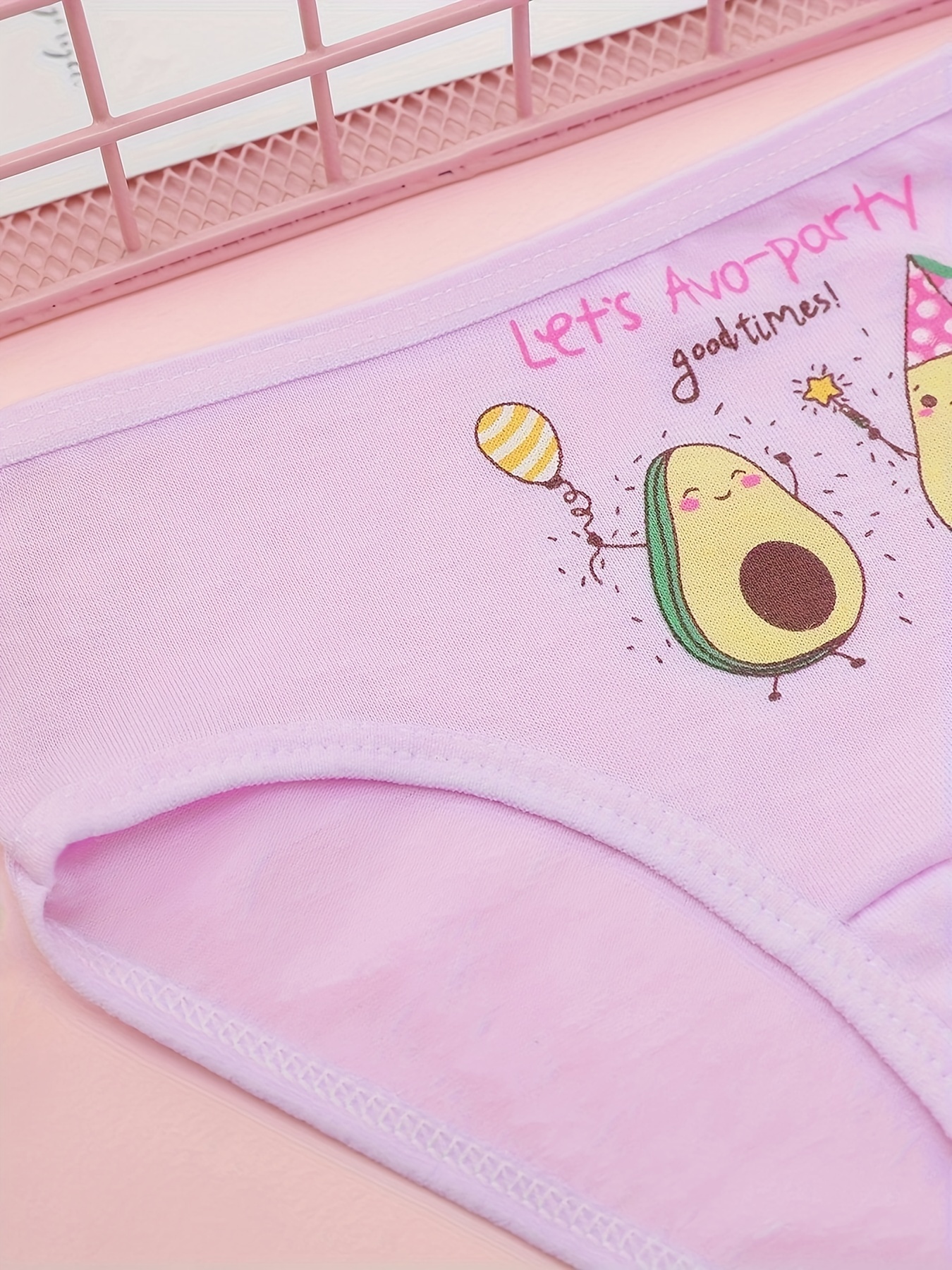 5pcs Girl s Breathable Briefs Cartoon Avocado bear Pattern Cotton Panties Comfy Toddler Kid s Underwear