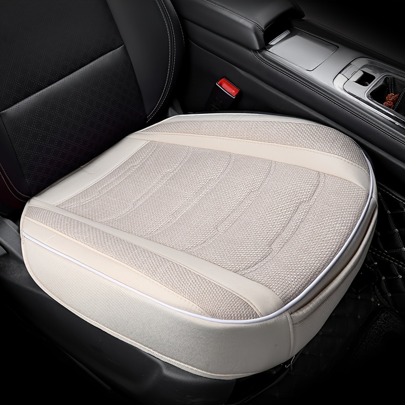 TEMU 1pc Of Linen Car Seat Cover, Anti Slip And Breathable, Suitable For , Pure Linen Car Cooling Pad, For Straps, Washable With Water, Soft And ,