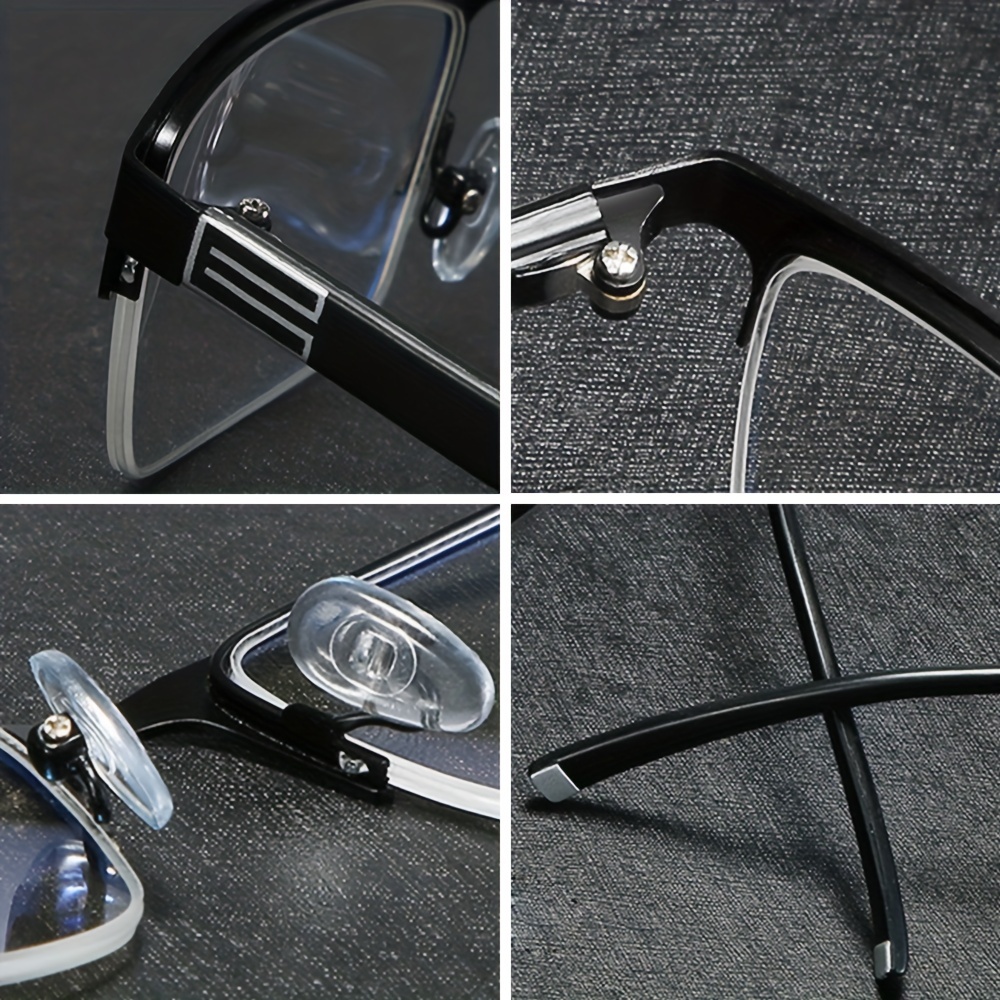 Men's Metal Half Frame Reading Glasses Light Blocking
