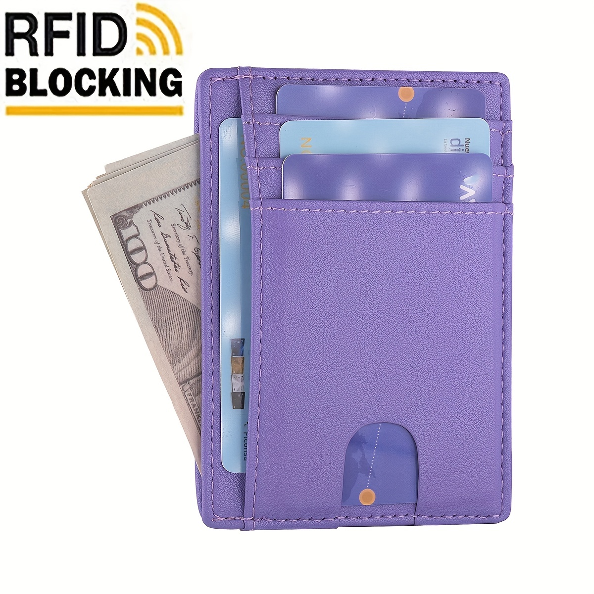 Minimalist Slim Wallet, Front Pocket Rfid Blocking Leather Credit Card  Holder Wallets For Men Women - Temu