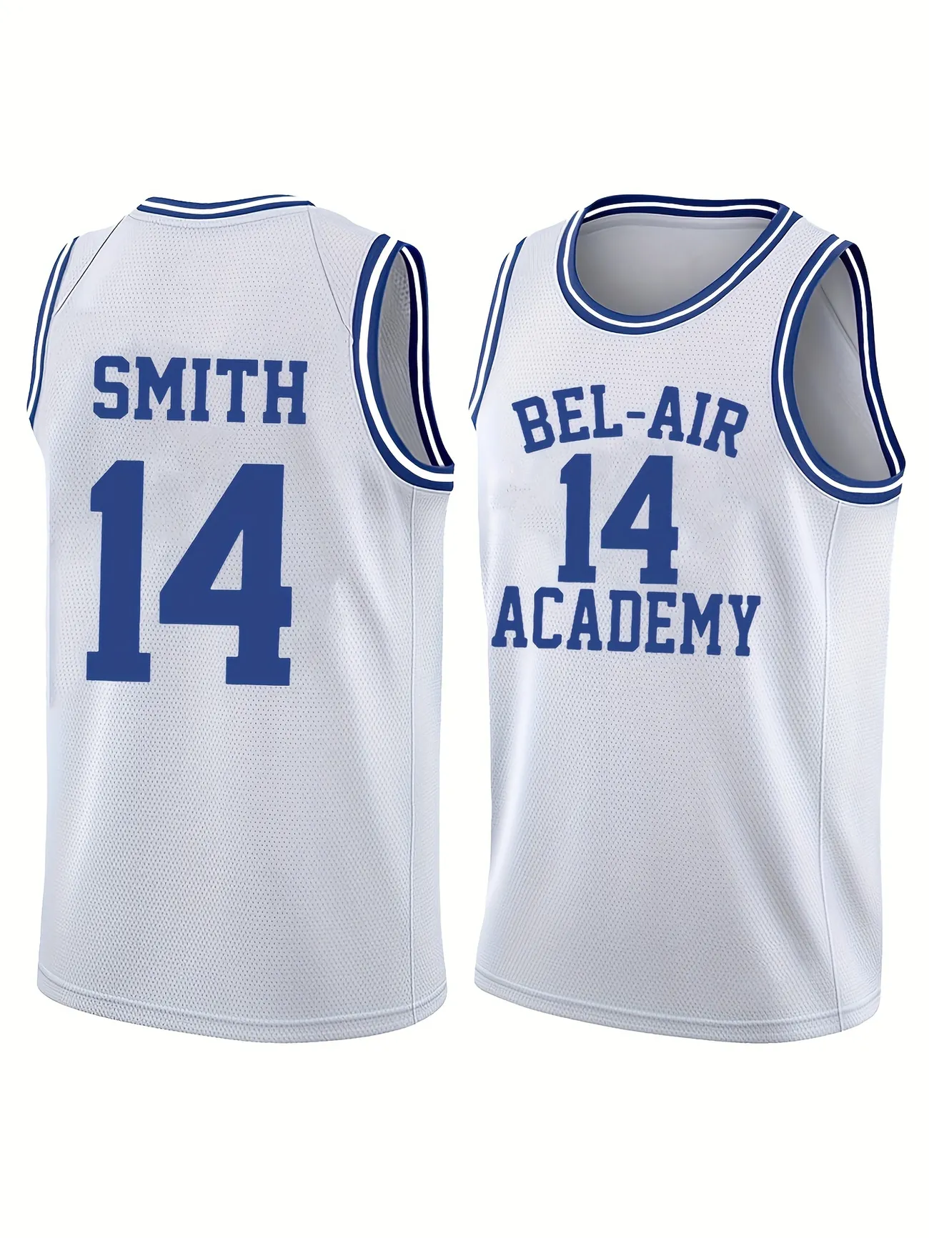 Temu Men's Breathable Embroidery #14 Basketball Jersey, Mens Vintage Bel Air Academy Round Neck Sleeveless Uniform Basketball Shirt for Training