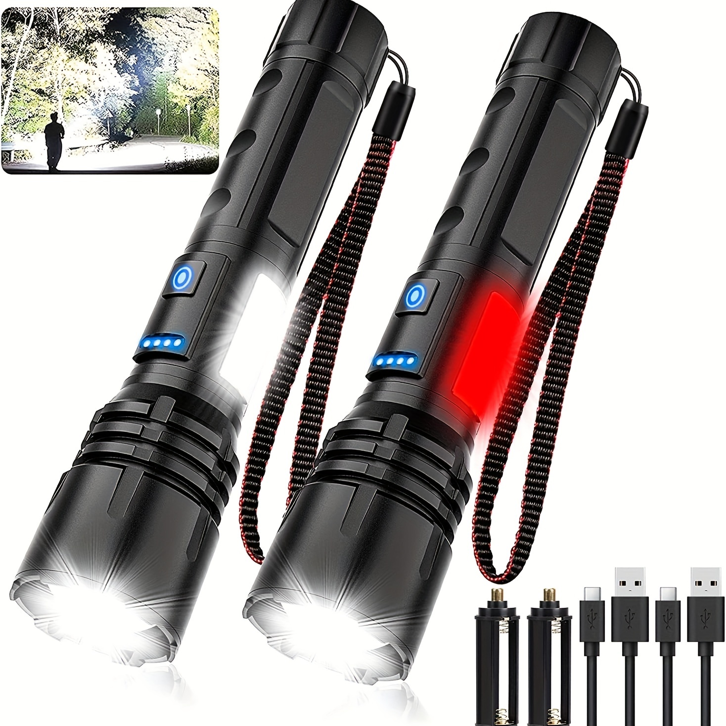 Tactical Rechargeable Flashlights 10000 High Lumens, 20h Runtime Super  Bright Led Flashlight With Cob Work Light, 7modes, Zoomable, Ipx6 Waterproof  Flashlights For Emergencies, Camping Temu