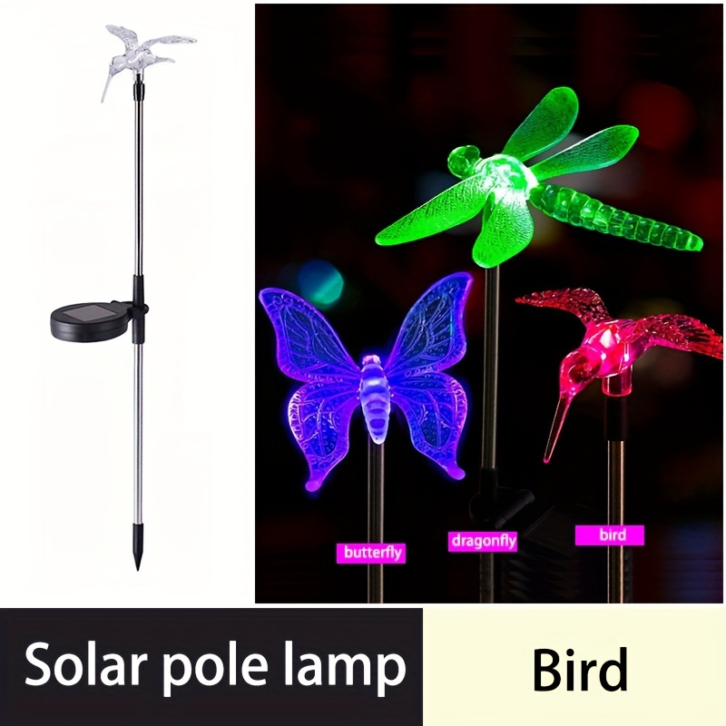 Solar Garden Lights, 3 Pack Solar Garden Stake Light, Multi-color Changing  Solar Powered Decorative Landscape Lighting Hummingbird Butterfly Dragonfly