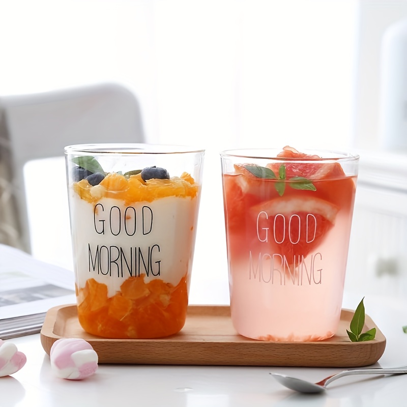 Good Morning Glass Coffee Mug, Clear Water Cup, Breakfast Coffee Cups,  Drinking Cups, Summer Winter Drinkware - Temu