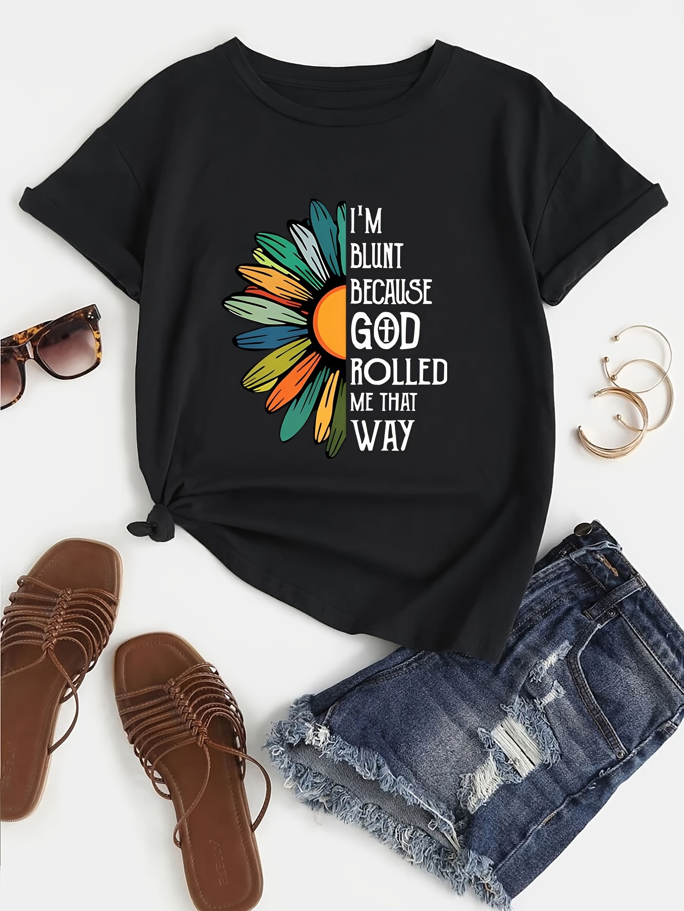 Letter Print T shirt Plus Size Casual Crew Neck Short Sleeve - Temu New ...