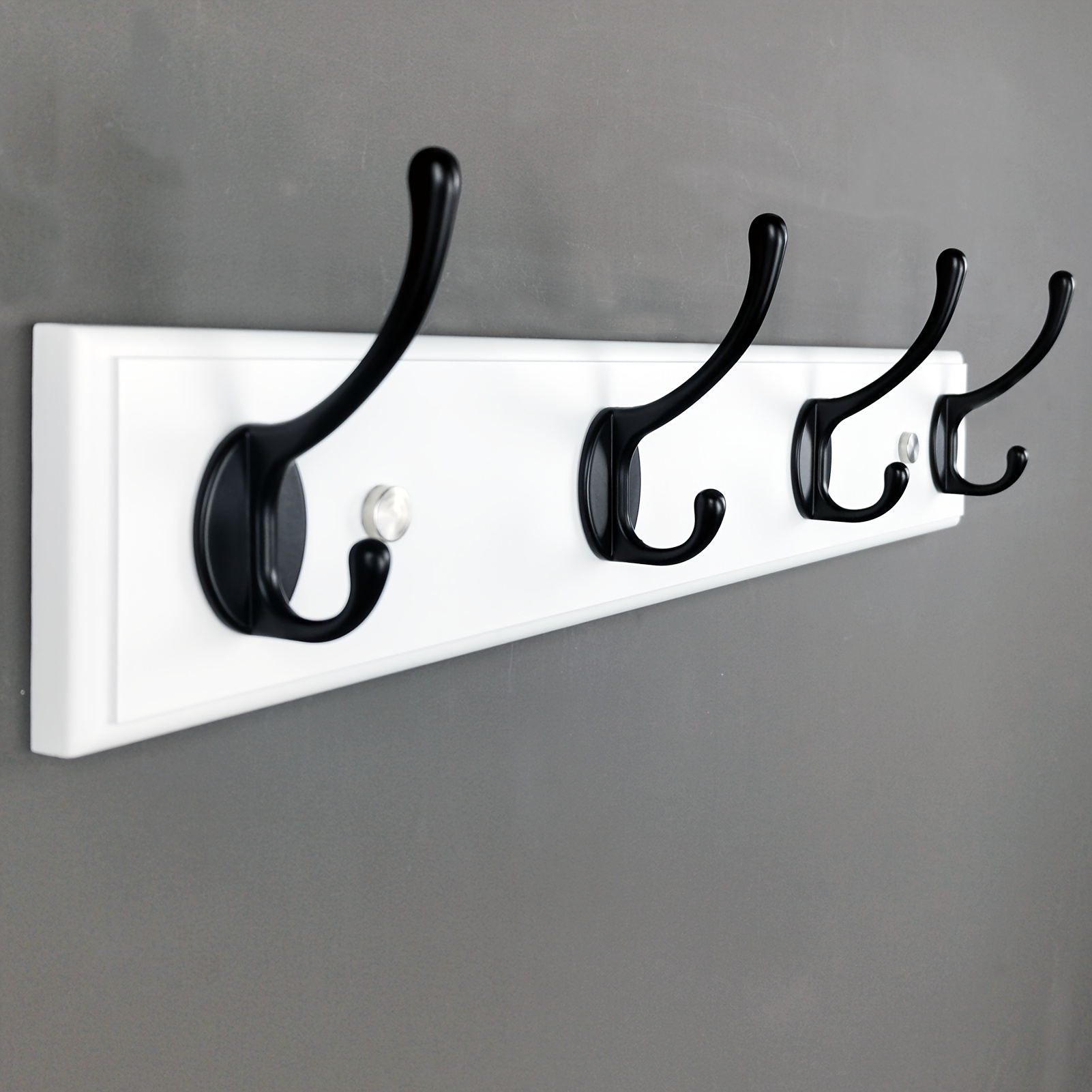 Wooden Coat Rack Wall Mount 4 Hooks Wood White Silvery Black - Temu