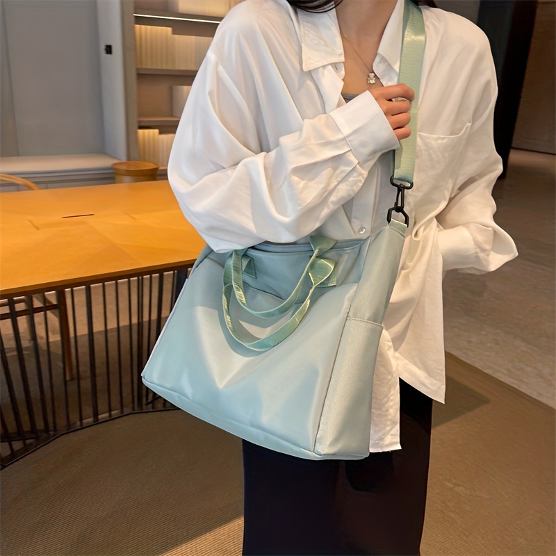 Large Capacity Nylon Tote Bag, Solid Color Simple Shoulder Bag, Women's  Casual Handbag & Shopping Bag - Temu