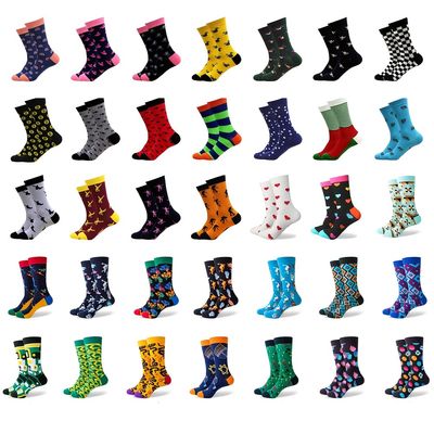 10pairs mens cotton random socks sweat resistant anti odor novelty funny crew socks various styles
