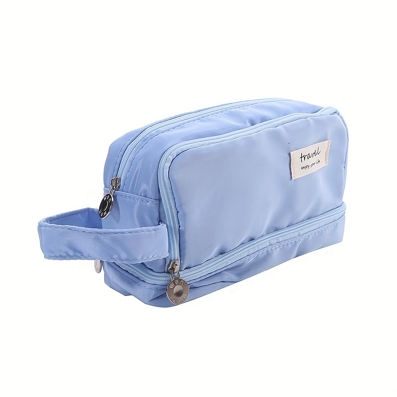 Multi-functional Dual-Zippered Pencil Case - Sky Blue