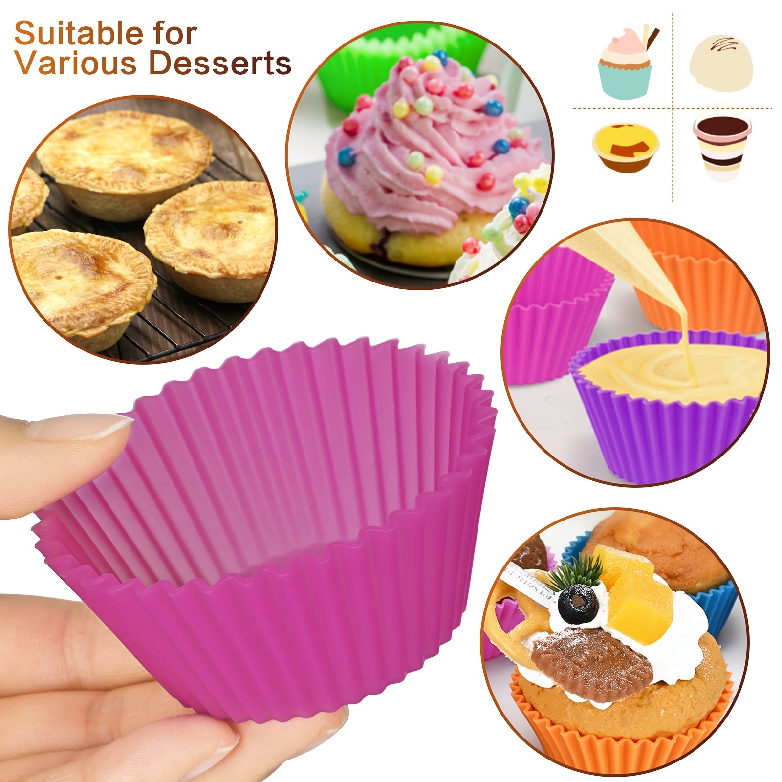 R HORSE 42 Pack Silicone Cupcake Baking Cups Multi Flower-Shaped Silicone  Cupcake Molds Non-Stick Cupcake Wrappers Holders Reusable Muffin Pan  Truffle Cups for Baking (2 x 1 Inch) - Yahoo Shopping