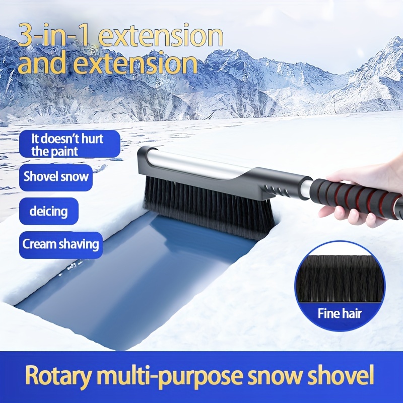 Car Snow Brush Shovel Ice Scraper Removal Cleaning Tools for Winter Vehicle Windshield  Window Frost Removing,Retractable (Blue) 