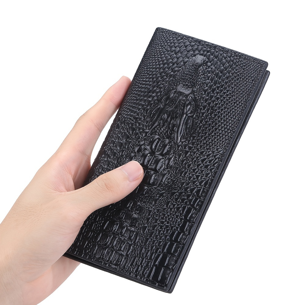 Men's Crocodile Head Long Wallet Zipper Business Wallet