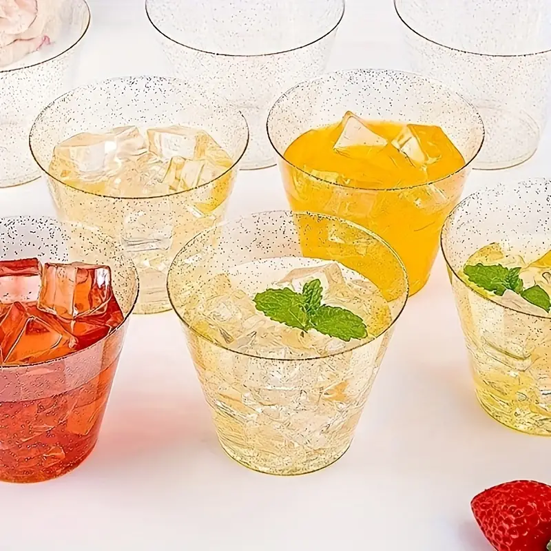 Glitter Disposable Cups, Disposable Golden Cups, Exquisite Luxury Clear  Plastic Cup, Dessert Cups Drinking Cups Wedding Party Cups Cocktail Cups  For Wedding, Thanksgiving, Christmas Party, For 100 People(golden) - Temu