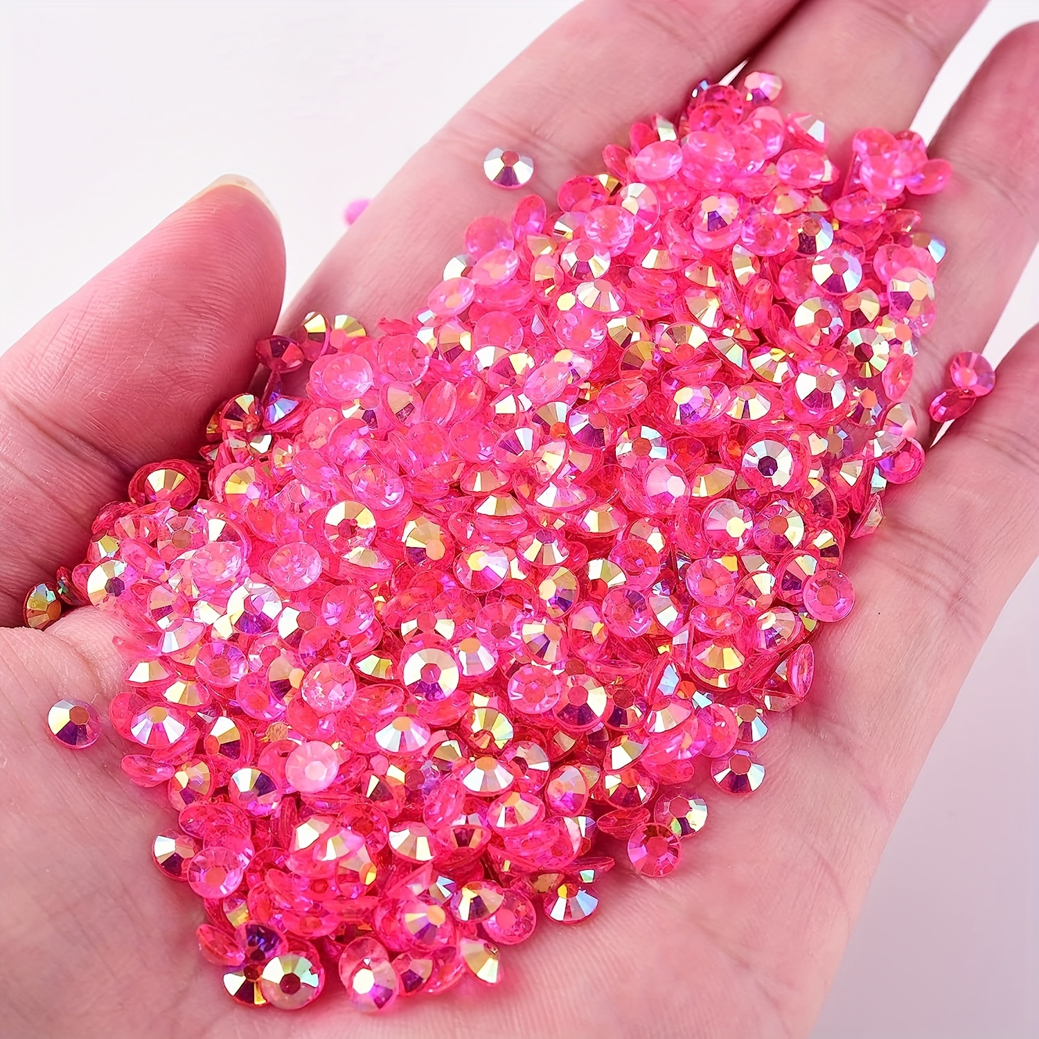 Rose Red Ab Color Resin Flatback Rhinestones Mixed - Temu