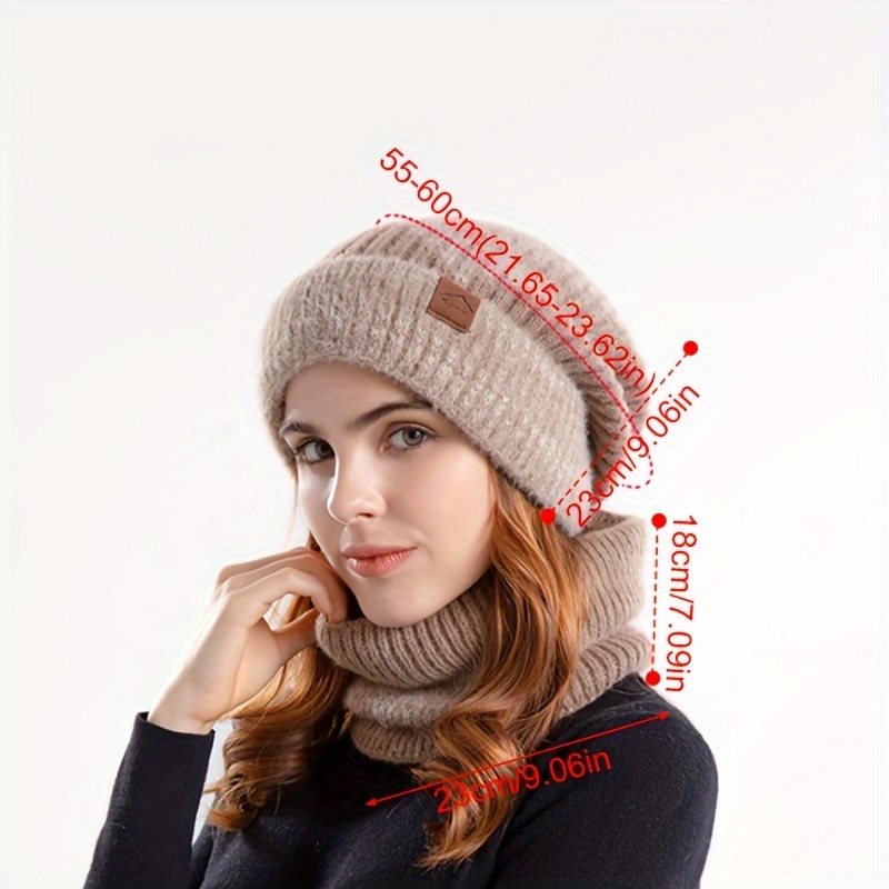 Conjunto de gorro y bufanda beige para mujer Gorro de lana Bufanda beige  Bufanda de punto Bufanda de mujer Bufanda infinita beige Conjunto de punto  de lana -  México