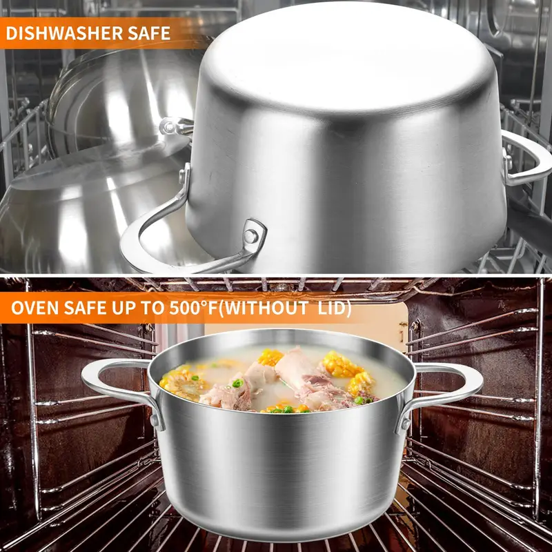 4qt 5qt Stainless Steel Stockpot For Gas Stovetop And - Temu
