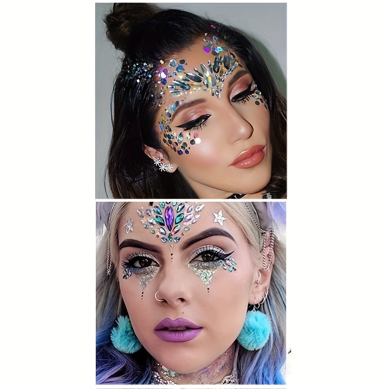 Glittery 3D Rhinestone Metallic Face Tattoos Stickers For Women Perfect For  Parties And Events Fast DHL Shipping From Aumax, $1.03