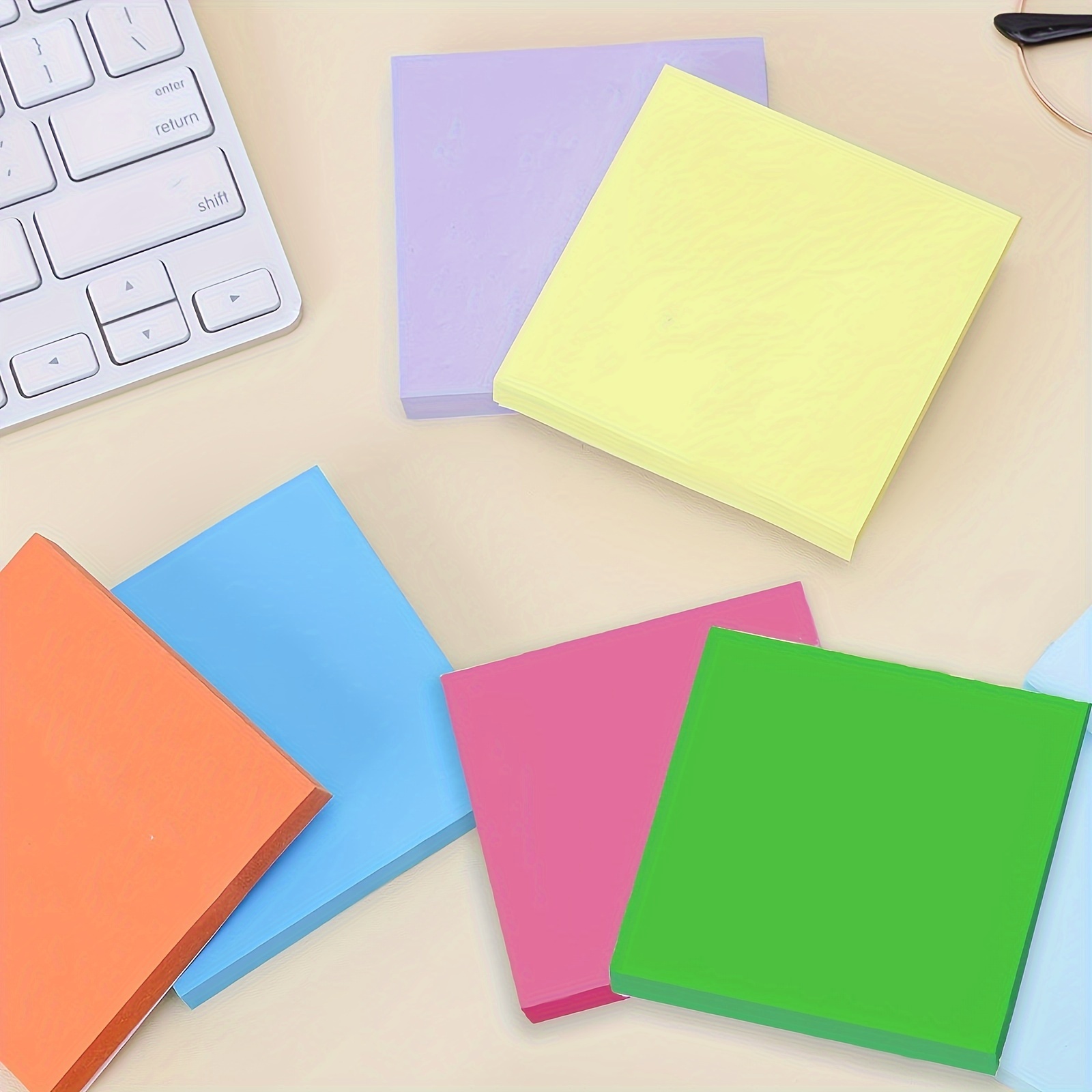 8 Pack) Lined Sticky Notes, 8 Colors Self Sticky Notes Pad, Bright