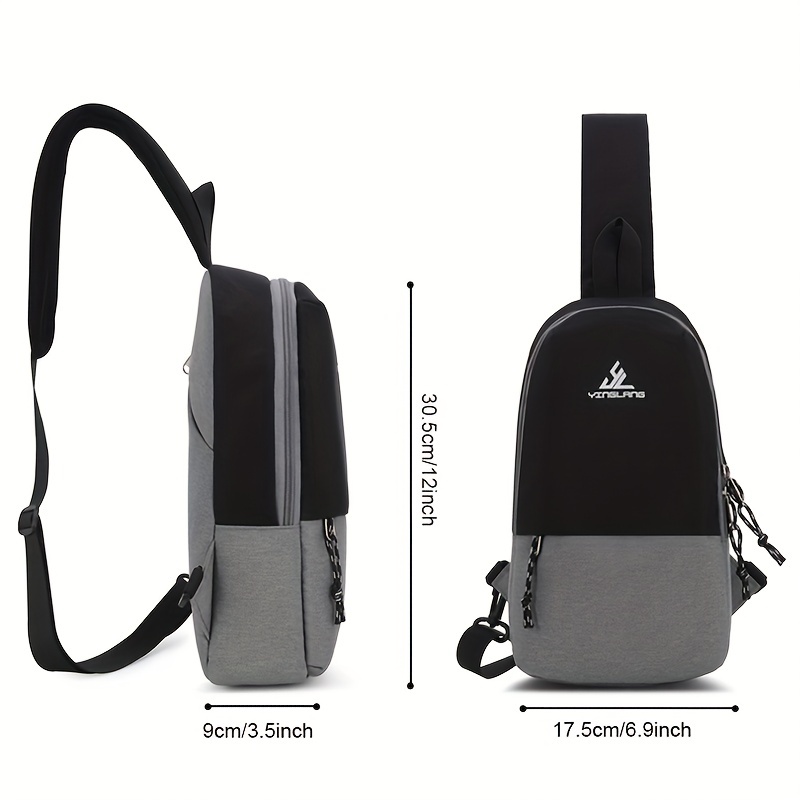 Colorblock Sling Bag Zipper Crossbody Bag