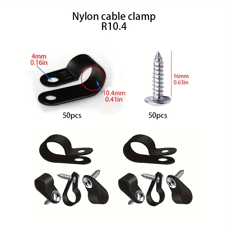 Black Nylon Cable Wire Clip R6.4 R8.4 R10.4 R13.2 Black Temu