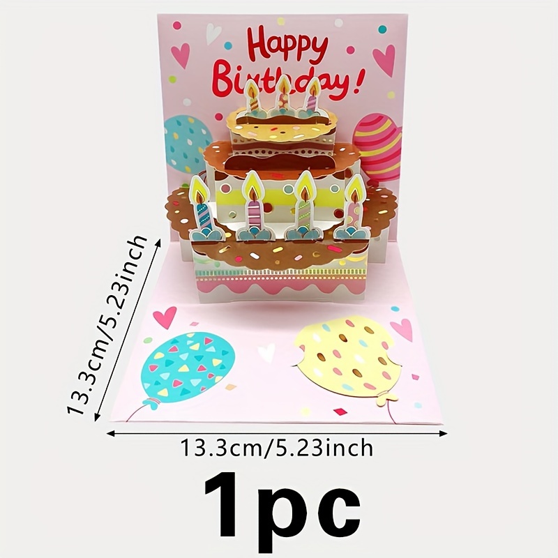 1pc Carte De Vœux D'anniversaire 3D Mignonne Carte De Vœux - Temu