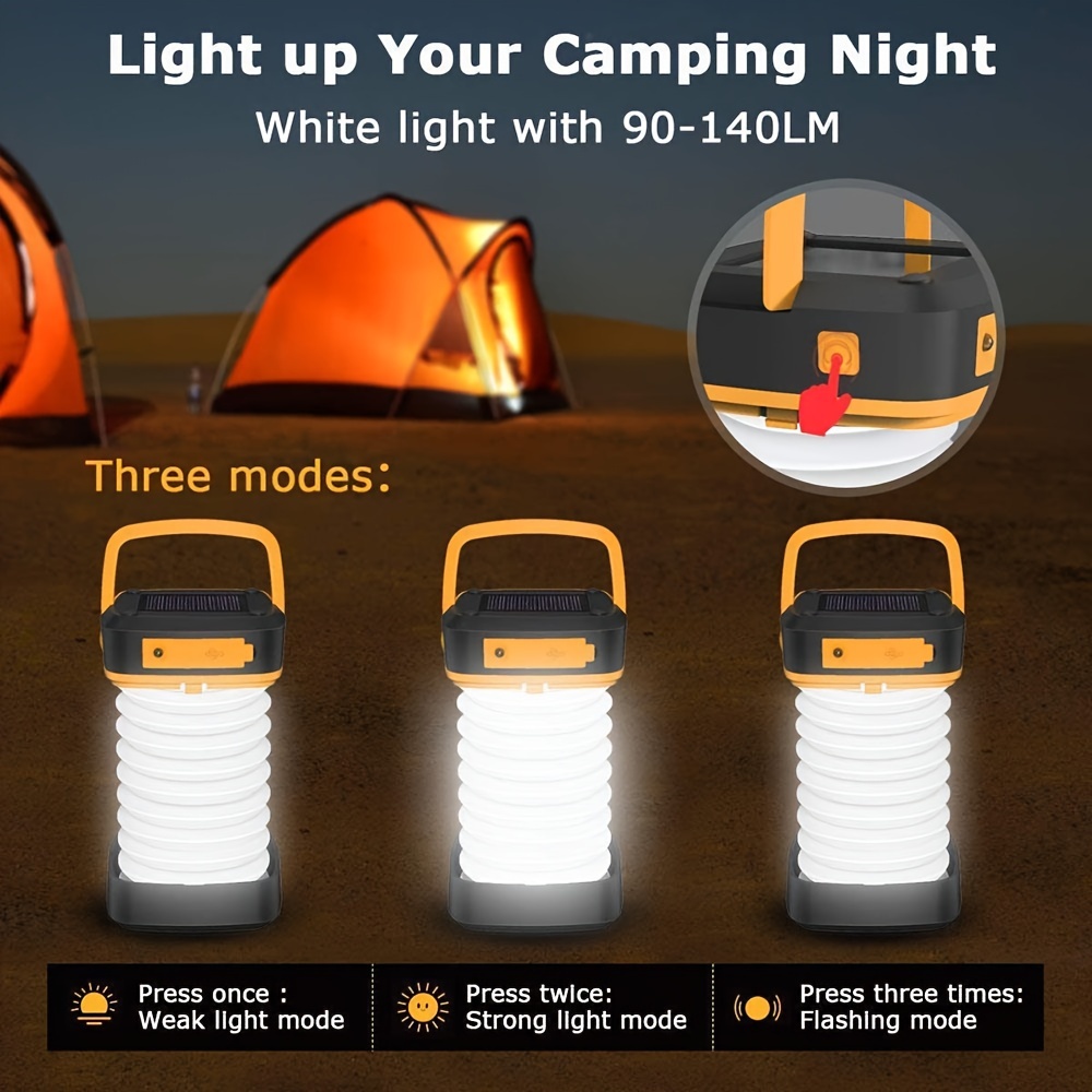 Solar Lantern Light, Collapsible Led Camping Lantern, Rechargeable Solar,  Usb Portable Lamp And Phone Charger For Emergency, Power Outage, Hurricane  - Tent Lights, Hiking, Backpacking Gear - Temu Germany