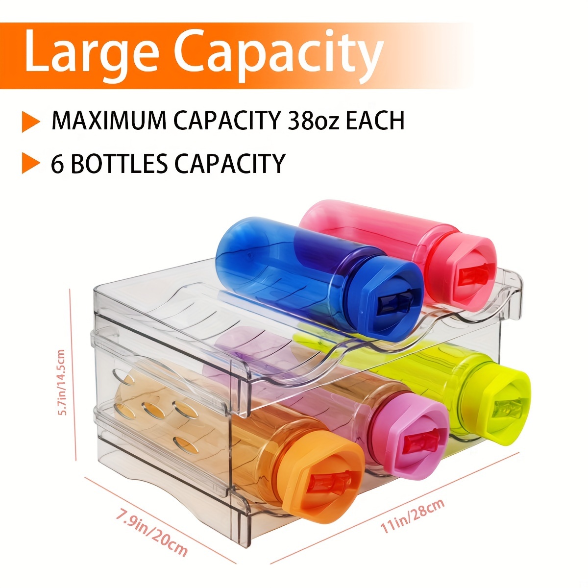 Clear Stackable Water Bottle Organizer, Kitchen Home Pantry Organization  And Storage Shelf, Plastic Water Bottle Holder For Fridge Cabinet Storage,  Tumbler Mug Cup Organizer For Travel, Home Kitchen Supplies - Temu