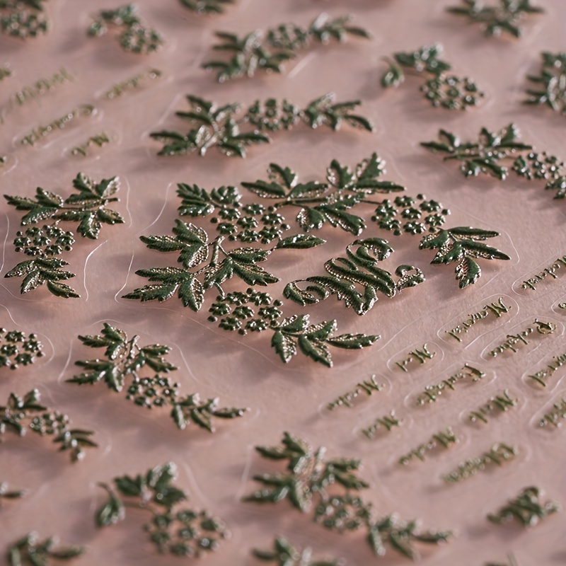Green Leaves Nail Art Sticker 5D Self Adhesive Decals
