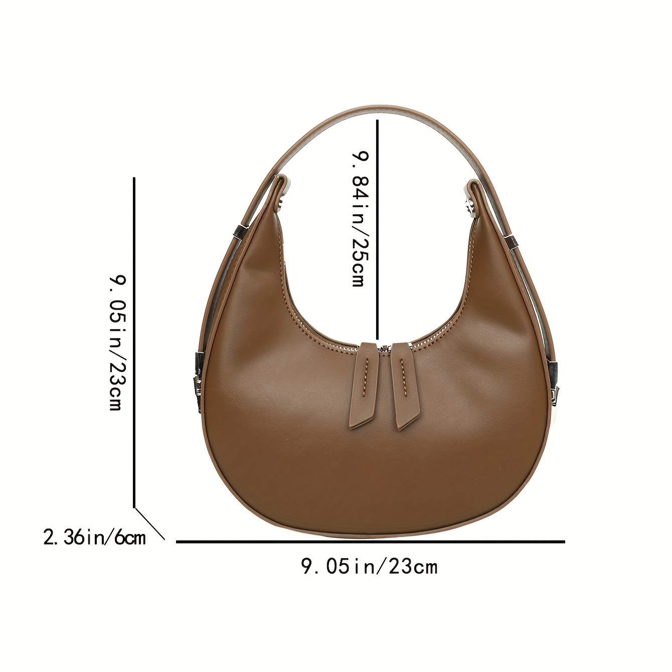 Trendy Solid Color Underarm Bag, Stylish Zipper Crescent Bag, Women's  Shoulder Bag