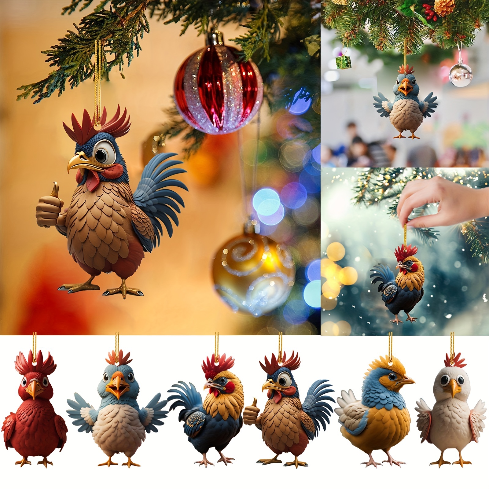 Christmas New Wooden Rooster Ornaments Plane Does Not - Temu