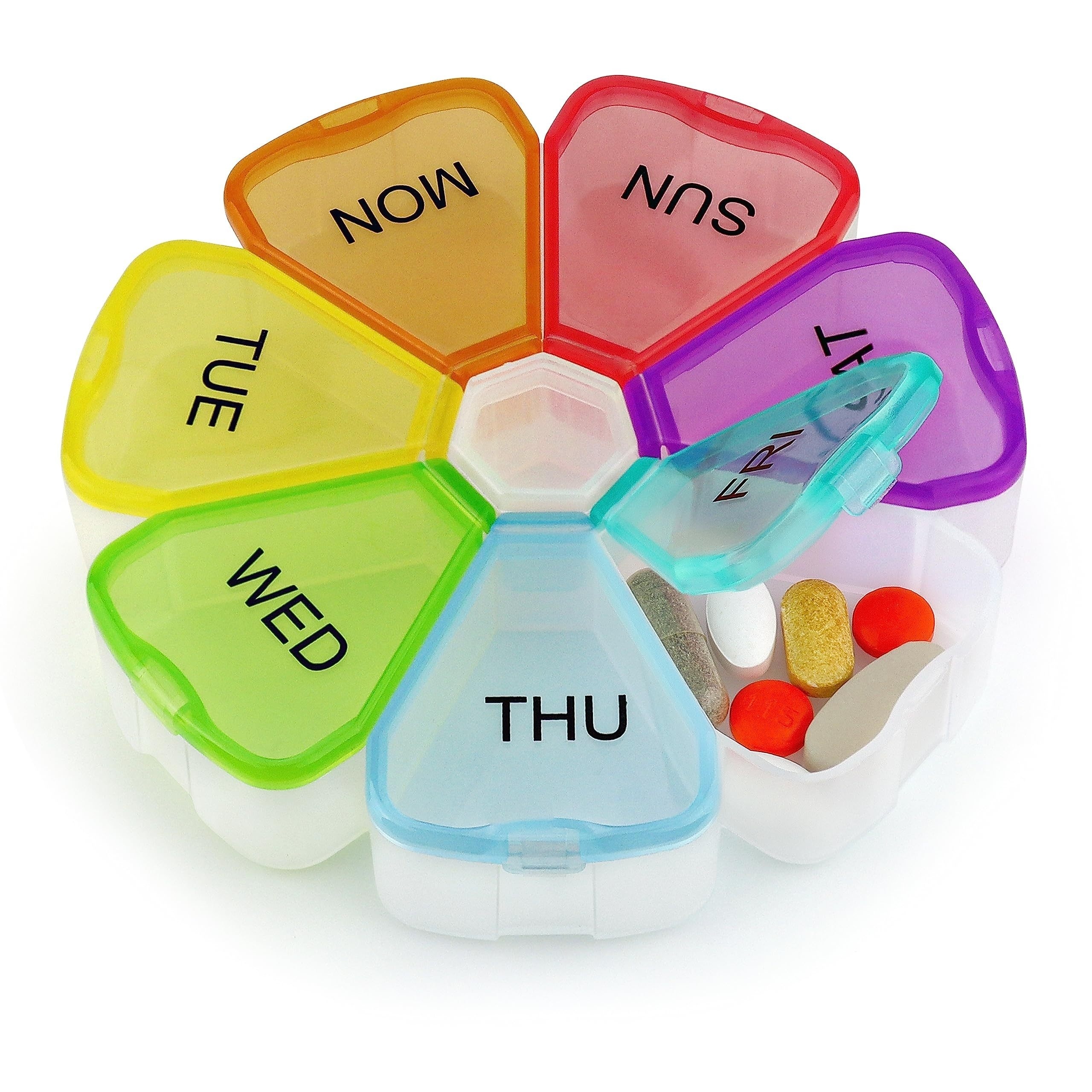 Rainbow Pill Organizer Portable 7 Day Medicine Box With For - Temu